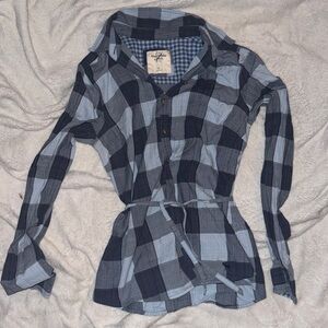 Abercrombie & Fitch Blue and Gray Plaid Shirt